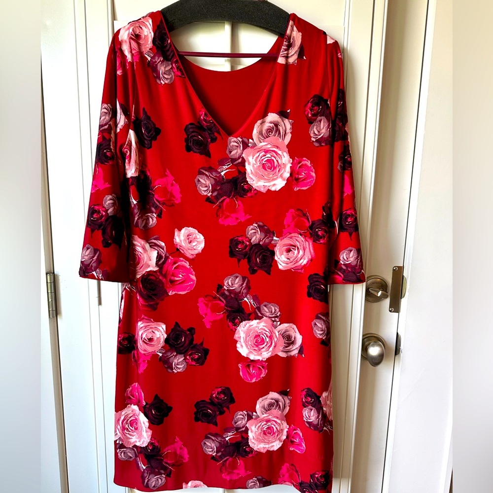 WHBM reversible,  long sleeve, floral print dress